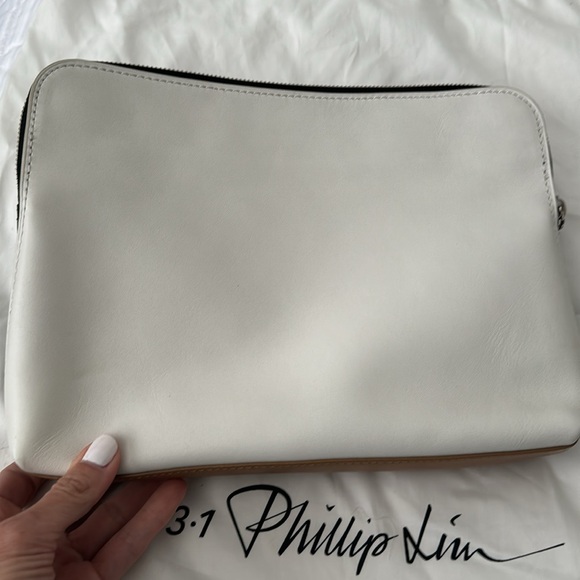 New 3.1 Philip Lin tie color leather pouch clutch makeup travel bag - Picture 7 of 12
